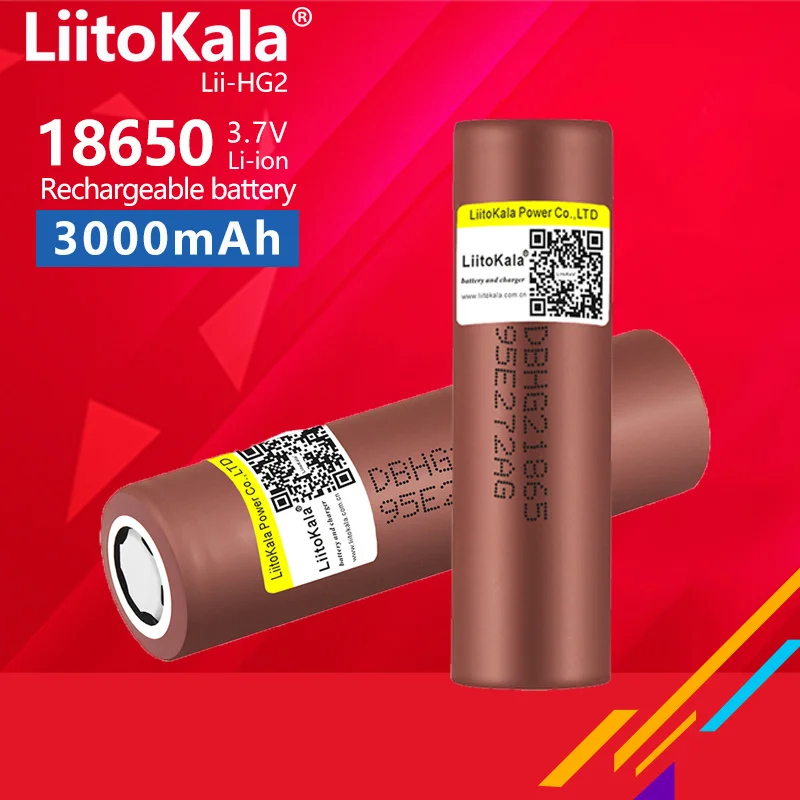 1-30pcs LiitoKala  3.7v 18650 HG2 3000mAh Lithium Rechargeable Batteries Continuous Discharge 30A For Drone Power Tools