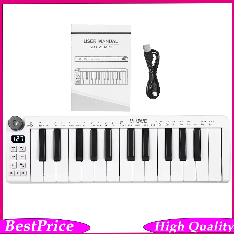 

M-VAVE SMK-25mini 25-Key Rechargeable Mini MIDI Keyboard USB Portable MIDI Controller Instrument