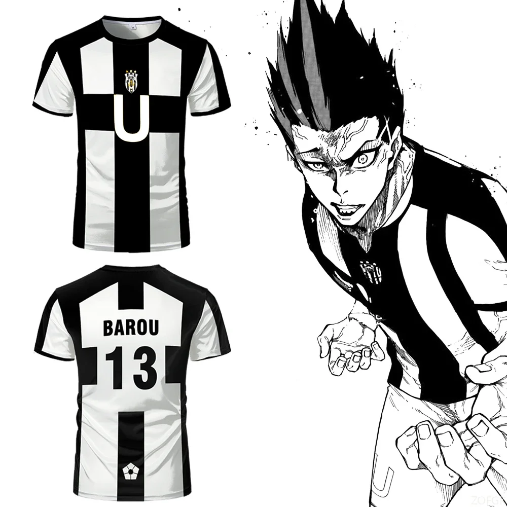 Футболка японского аниме Blue Lock Ubers, летние футбольные футболки, унисекс, косплей