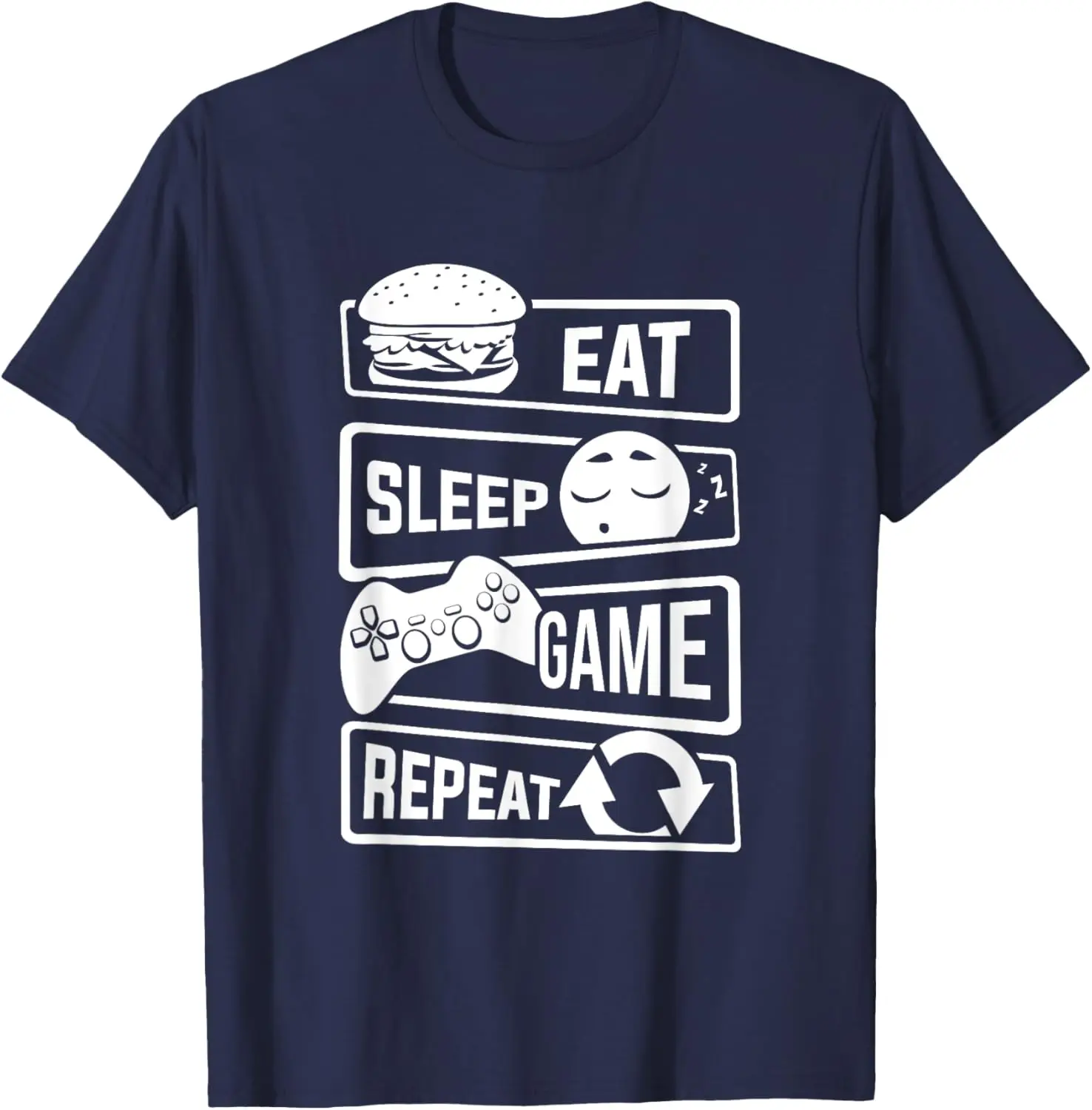 Men's Women Funny Eat Sleep Repeat Game T-shirt Streetwear Oversize Casual Gift Y2K Harajuku Cotton Short Sleeved Top Tee Unisex