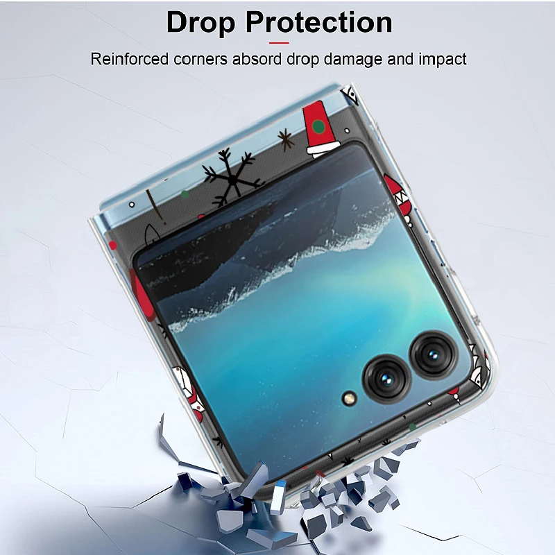 透明電話ケースモトローラ Razr 50 40 ウルトラ Razr40 Razr50 漫画クリスマスプリント折りたたみ耐衝撃バンパーハードカバー