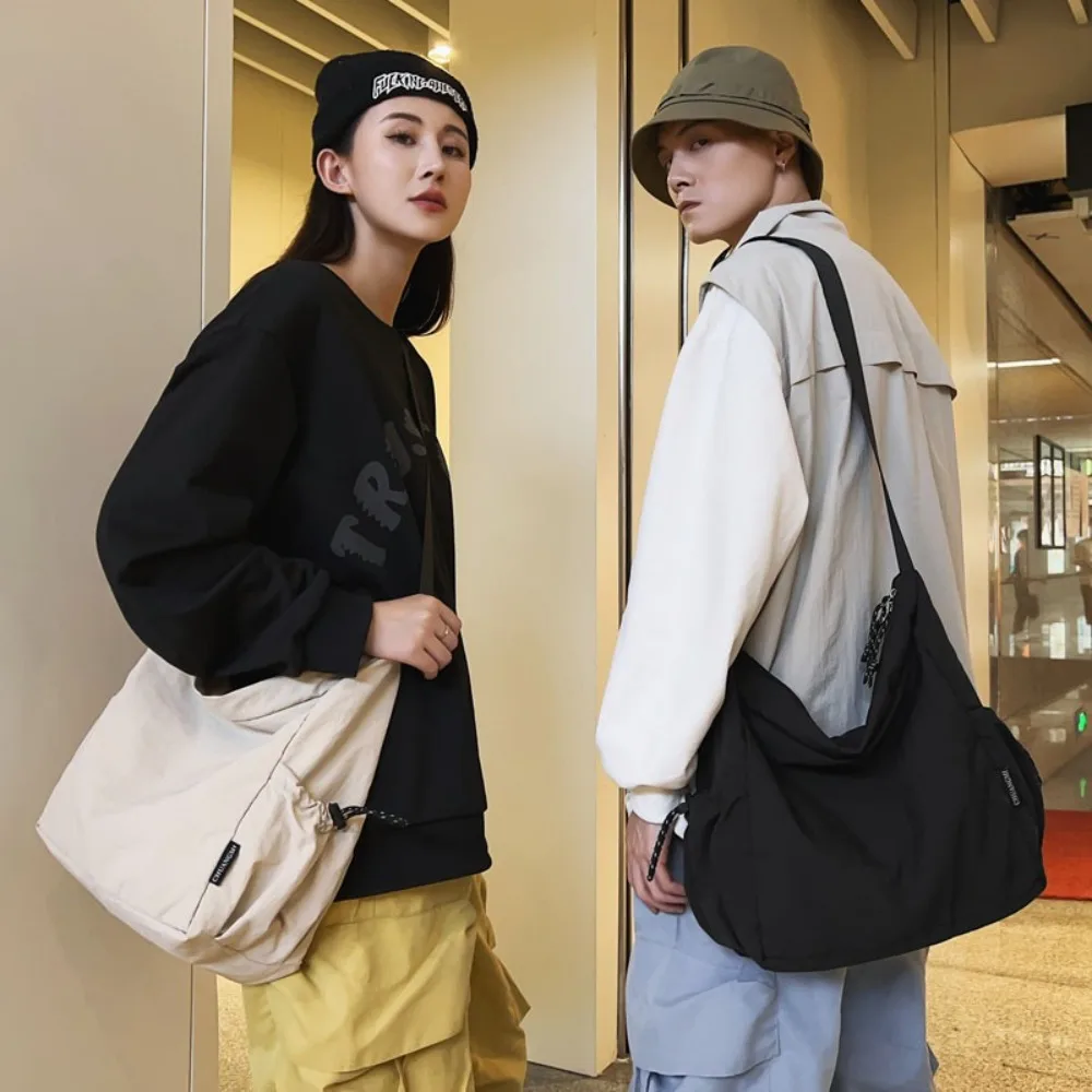 

Casual Waterproof Shoulder Bag Nylon Large Capacity Crossbody Bag Harajuku Japanese Style Solid Color Messenger Bag Unisex