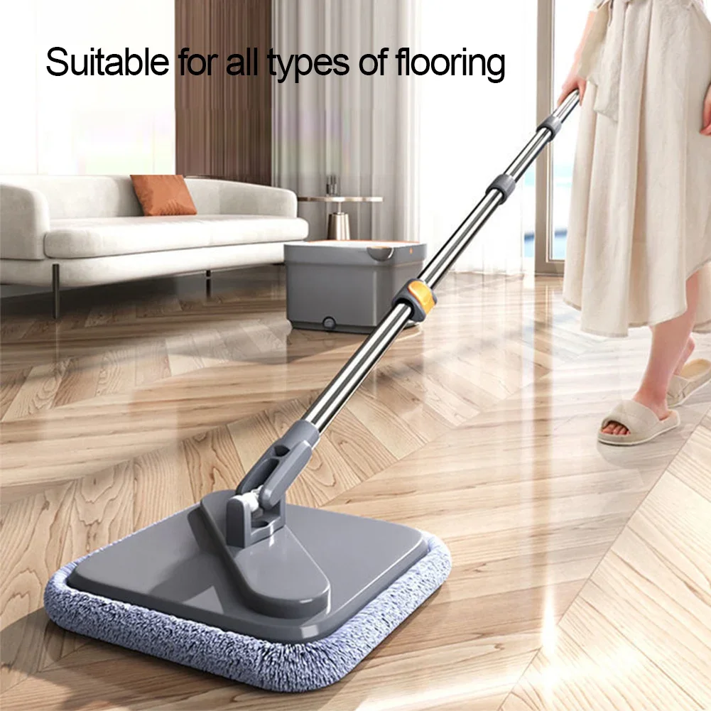 Practical Floor Cleaning Mop with Bucket Window Wiper Hand-Free 360 Rotatable Adjustable for Automatic Door Corner