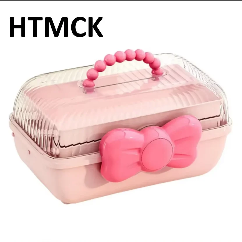 HTMCK Cute Bowknot Multi-layer Hairpin Storage Box Girls Jewellery Box Children's Hair Accessories Storage Box Toy Storage Box