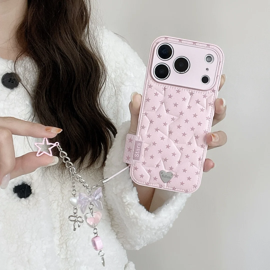 

Cute Simple Stars Pink labels trend Phone Case for iPhone 17 16 16E 15 14 13 Pro Max Plus Shockproof Silcone Cover