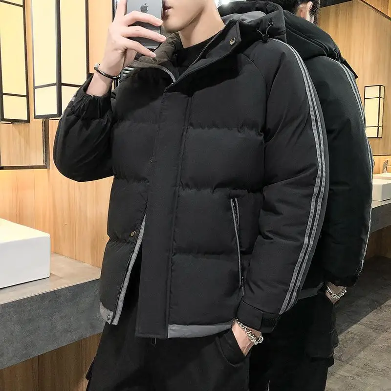

Nice Men Winter Casual Thick Warm Waterproof Cotton Jacket Parkas Men Autumn Pop Outwear Windproof Hat Hooded Parkas Jacket Men