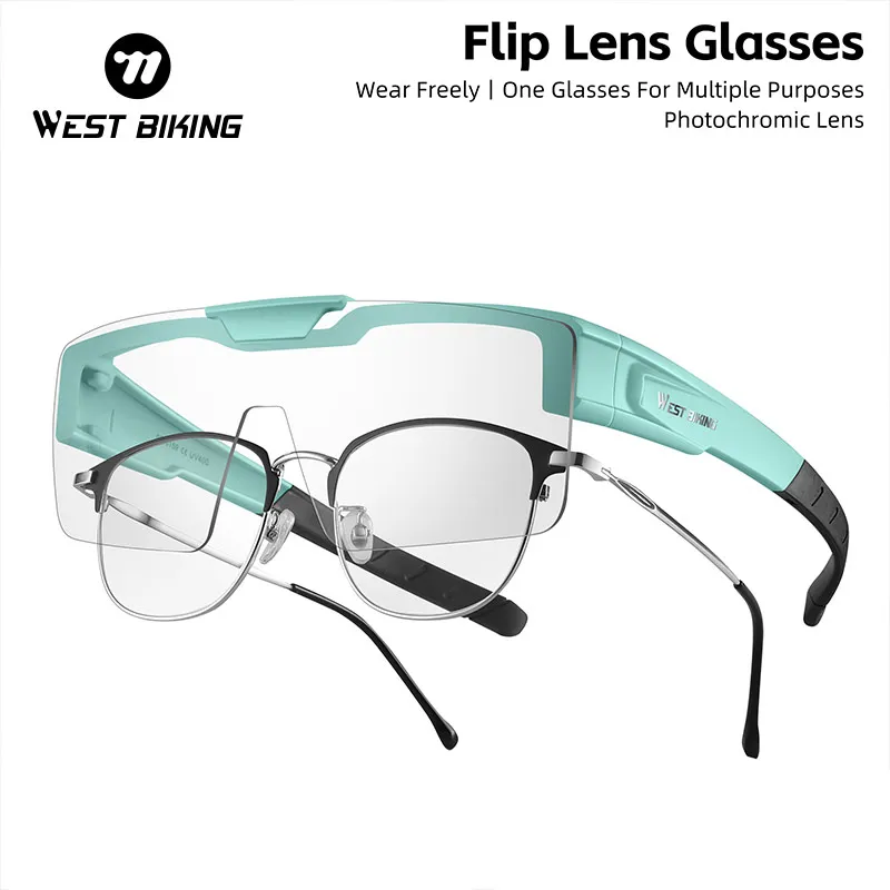 

WEST BIKING Flip-Up Outdoor Sunglasses Unisex Cycling Photochromic/Polarized/Night Vision Lenses Sport Goggles Over Glasses