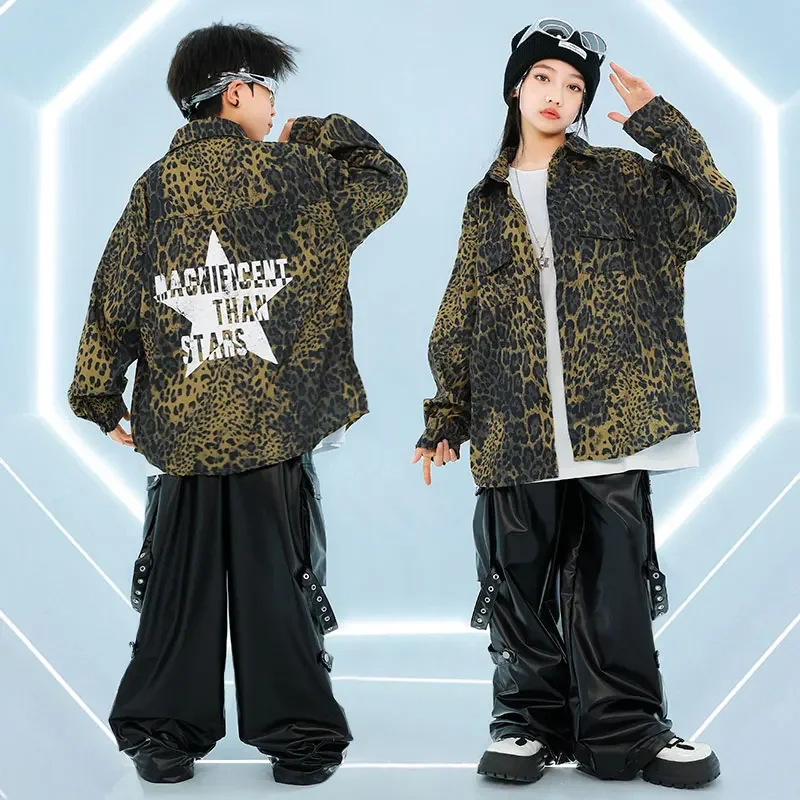 Jungen Hip Hop Lose Druck Hemd Cargo Hosen Mädchen Street Dance K-pop Tank Top Kinder Streetwear Kleidung Sets kinder Jazz Kostüme