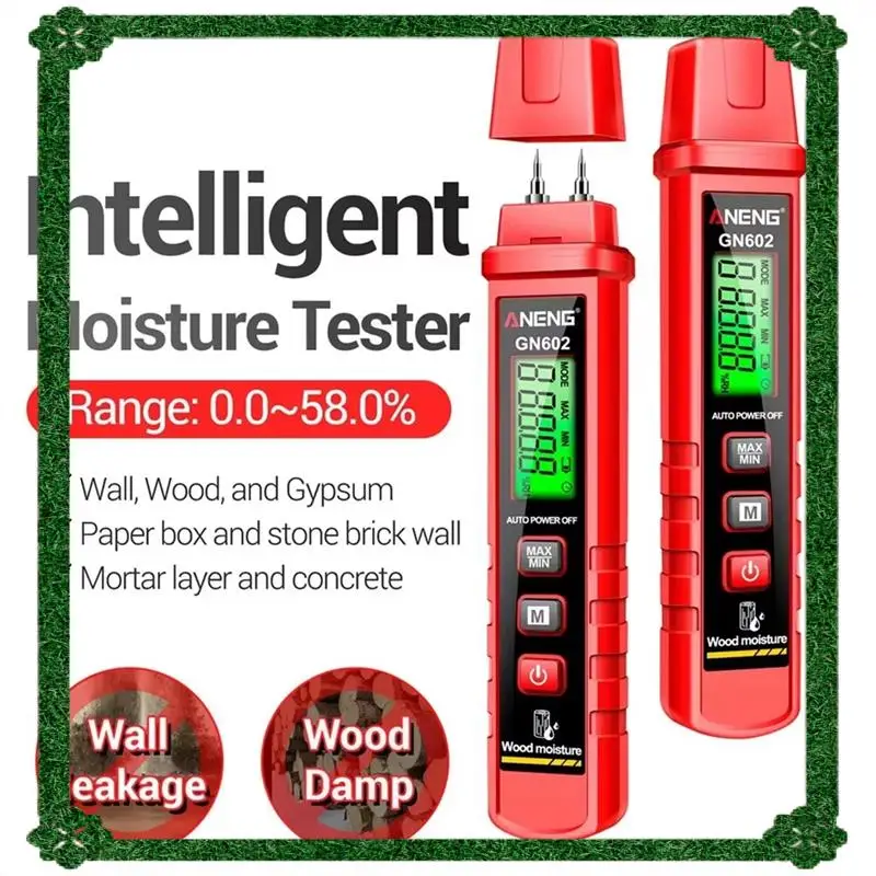 24-Hour Delivery  GN602 Wood Moisture Detector Meter 0~ 58 % Intelligent Moisture Tester Max/Mini Value Building Material