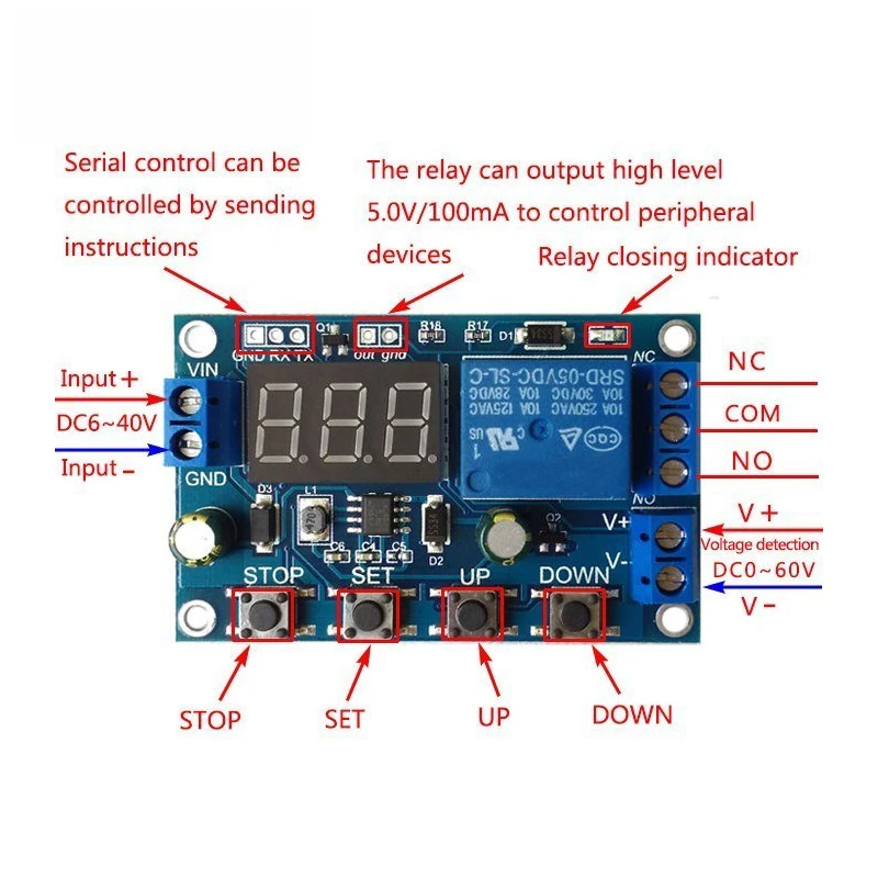 Battery Charge/Discharge Module Integrated Voltmeter Undervoltage/Overvoltage Protection Timing Charge/Discharge Communication