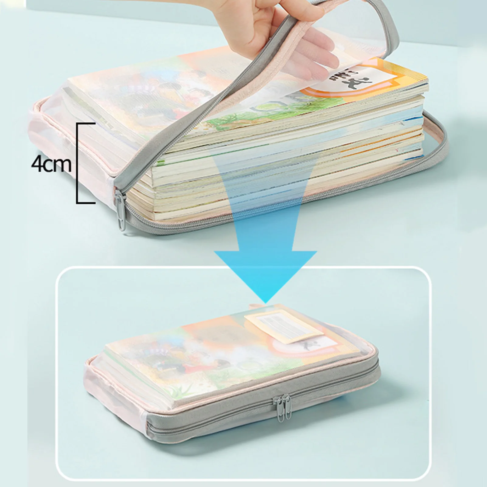 Large Capacity Transparent Storage Bag Student Test Paper Organizer Durable PVC Document Pouch For School Office Home Use