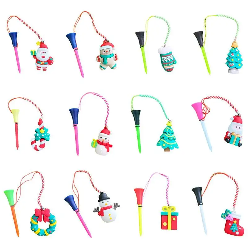 Golf Tees Christmas themed Cartoon Anti-Lost Colorful Tees Golf Ball Tees Cute Zero Friction Colored Golf Tees For Golfing