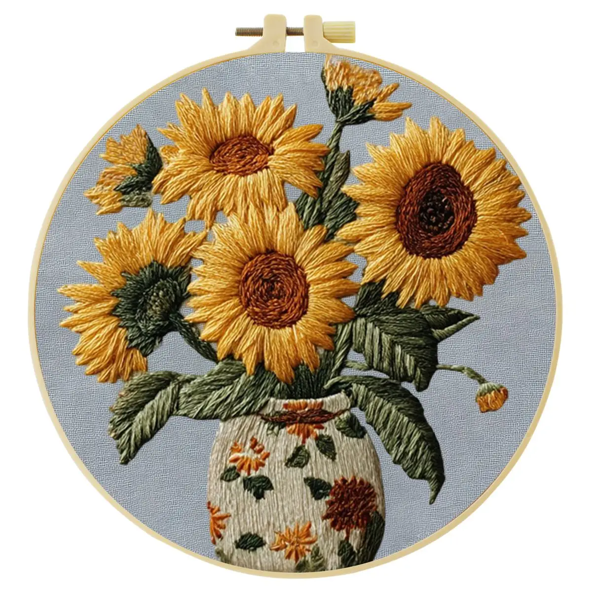 1 Stück 20X20CM/15X15CM 7,87/6,3 Zoll Sonnenblumen-Stickerei-Starter-Kit DIY-Kit DIY-Stickerei-Set Handarbeiten Malerei – Detail 3