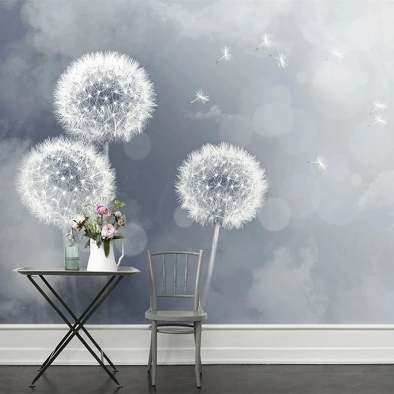 Customized Simple Romantic Theme Room Decor 3D Dandelion Mural Wallpaper Bedroom Living room sofa TV background wall restaurant
