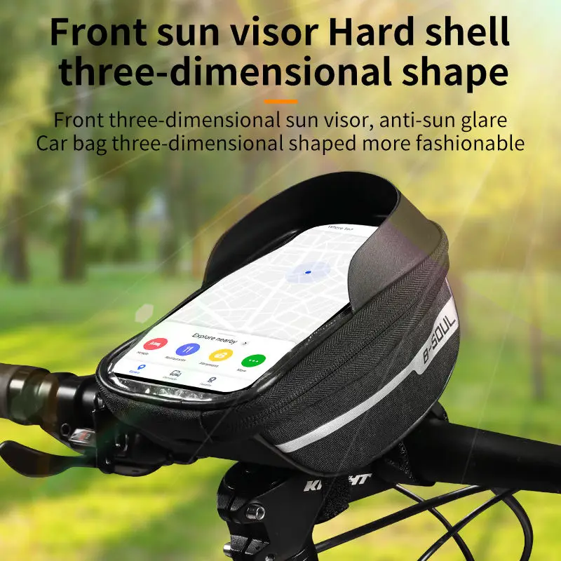 

Cycling Bicycle Bike Head Tube Handlebar Cell Mobile Phone Bag Case Holder Screen Phone Mount Bags Case for 6.5 Inch Phone
