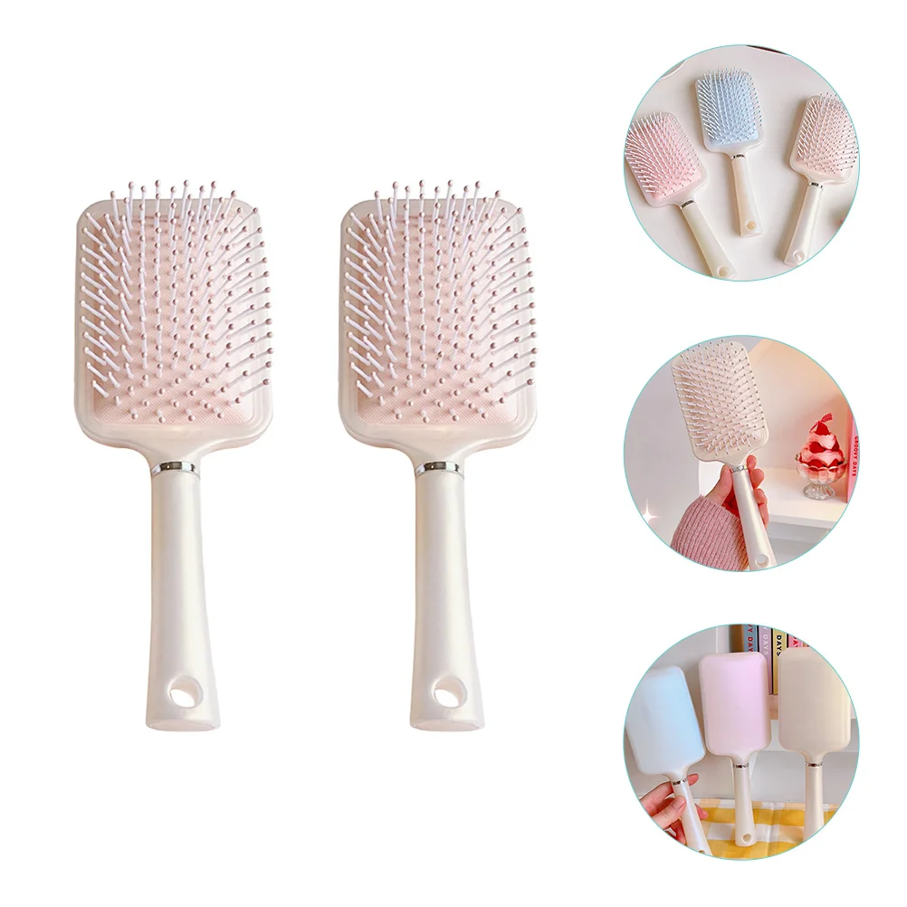 

2pcs Comb Creative Massage Hair Brush Styling Ergonomic Handle Sparse Dense Teeth Paddle Plastic
