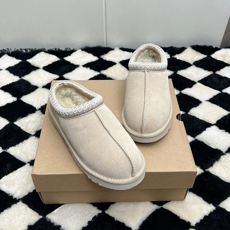 The most fashionable mother-style flat-bottom genuine leather wool snow boots in 2025, sizes 35 - 42