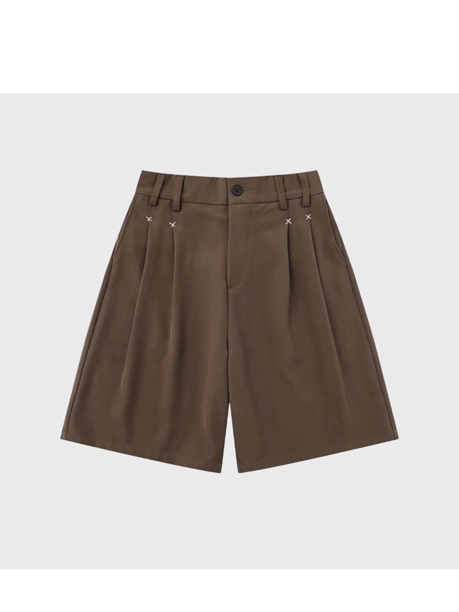 Women Brown Knee Length Shorts Vintage 2000s Y2k Gyaru Oversize Shorts High Waist Hot Pants Shorts Japandi Style Clothes Summer