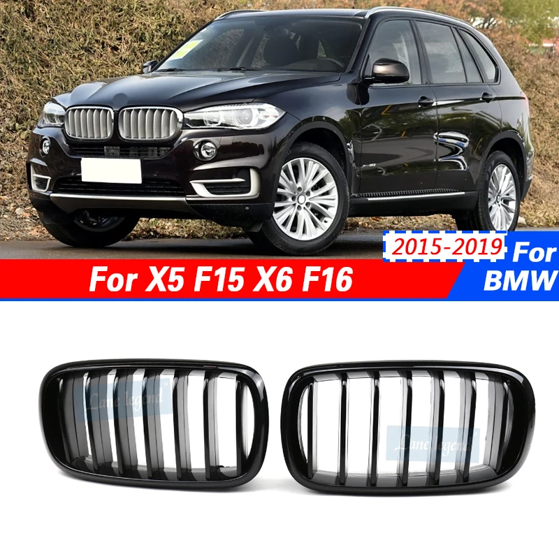 Front Kidney Grill Grille Single Slats Front Bumper Grille Weather-proof Compatible for BMW X5 F15 X6 F16 2015-2019