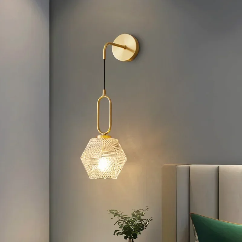Nordic Glass Wall Lamp Beside Bedroom Bathroom Mirror Light American Style LED Wall Sconces Vintage Edison Lighting Luminaire