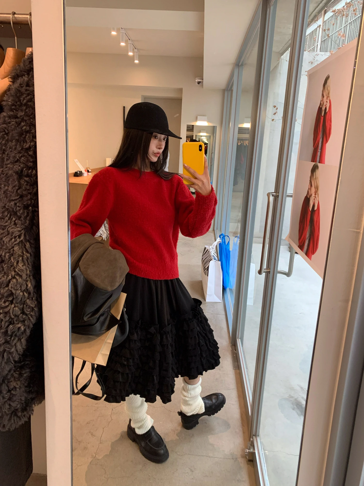 

Heavy Embellished Velvet Satin Texture Puffy Cake Skirt High Waist Women's Casual High Waist Ball Gown Style Other Material