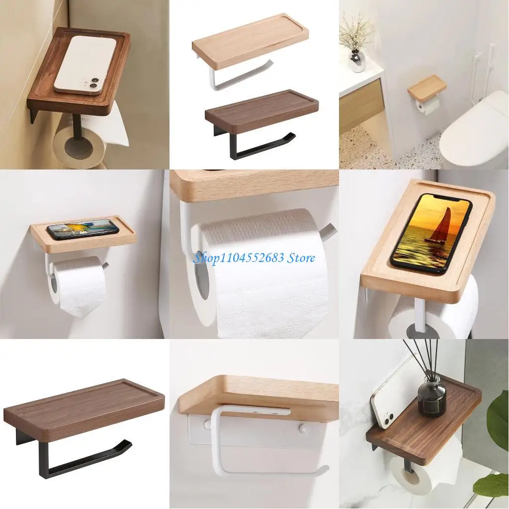 

Y6GD Toilet Paper Holder with Tray Bathroom Phone Storage Toilet Paper Dispenser