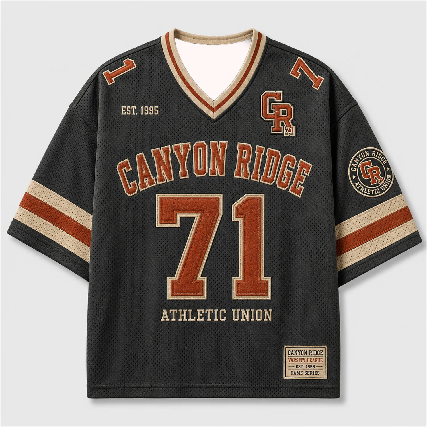Men Women 2026 Retro Canyon Ridge No.71 Mesh Short Sleeve Jersey, Oversized Loose Trendy Hip‑Hop Everyday Casual Sports Clothes