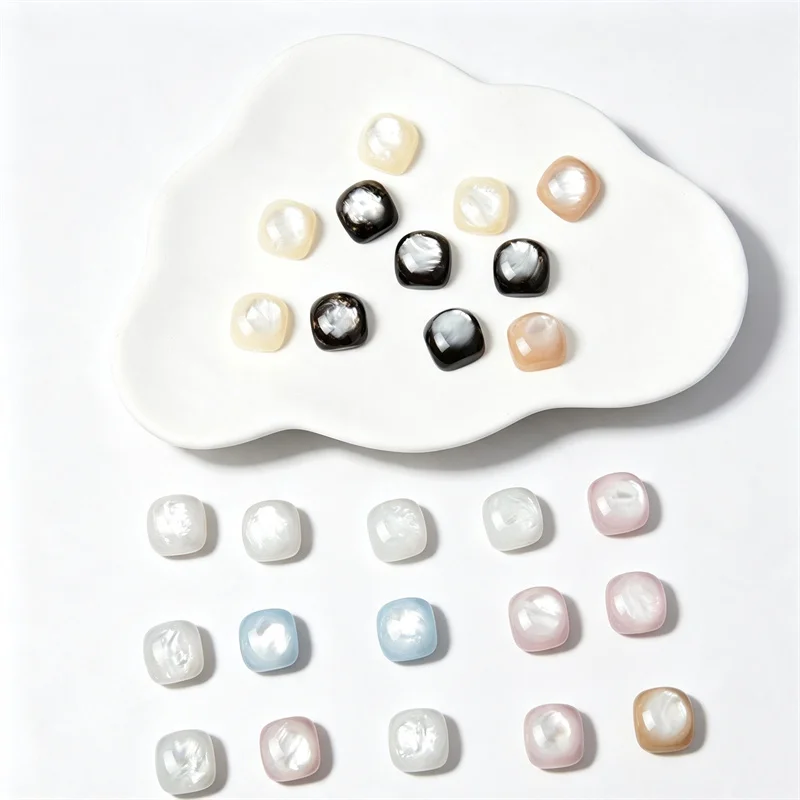 Wholesale 100pcs/lot 15mm color print geometry square shape resin cabochon beads diy jewelry garment hair accessory