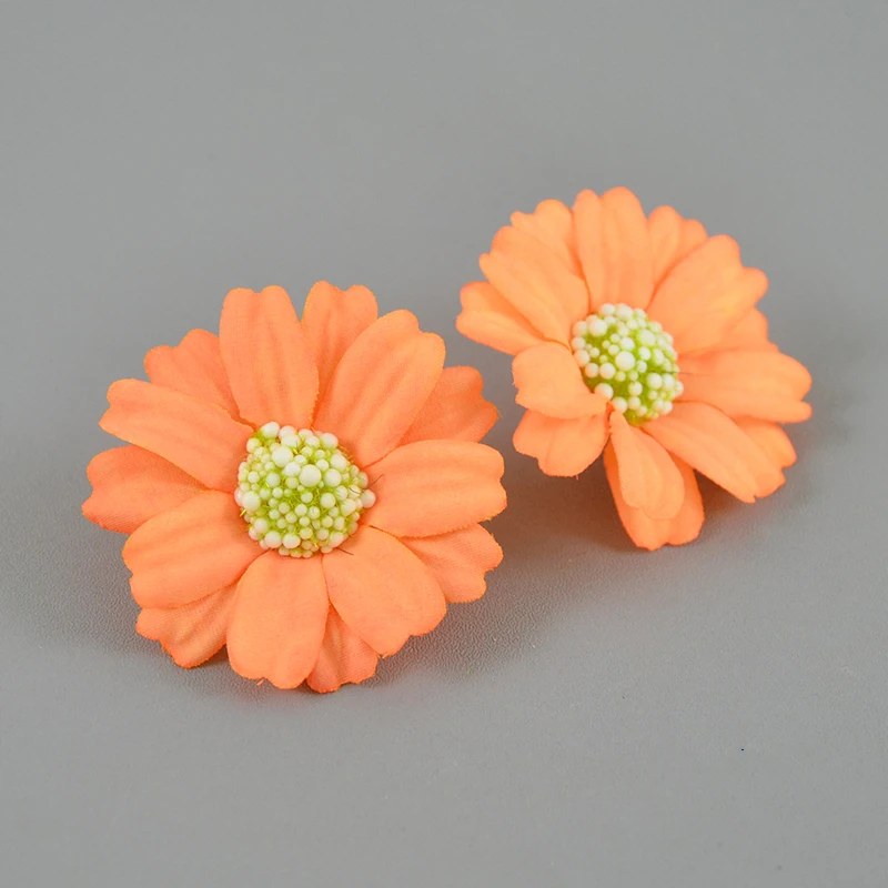 10/15pcs 4.5cm Silk retro daisy artificial flower head wedding decoration DIY Wreath scrapbook craft wristband head ring flowers