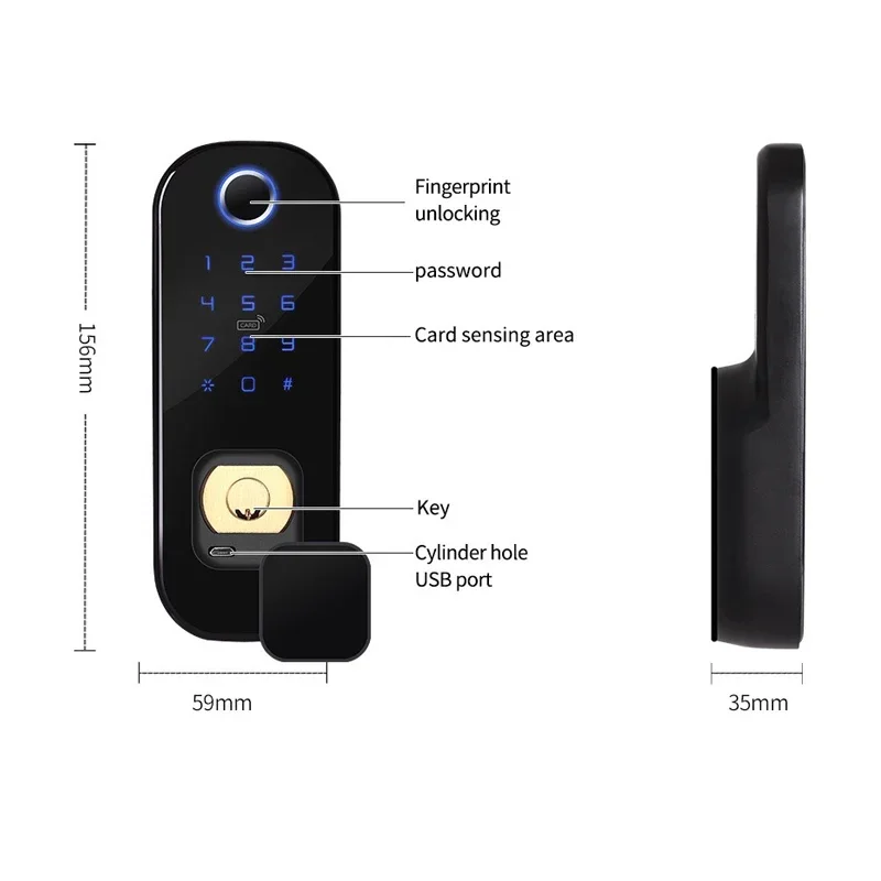 2023 High Security Anti-theft 5 Way Unlock Smart Lock Door Fingerprint Hotel Door Handle Digital WiFi Keyless Entry Door Lock