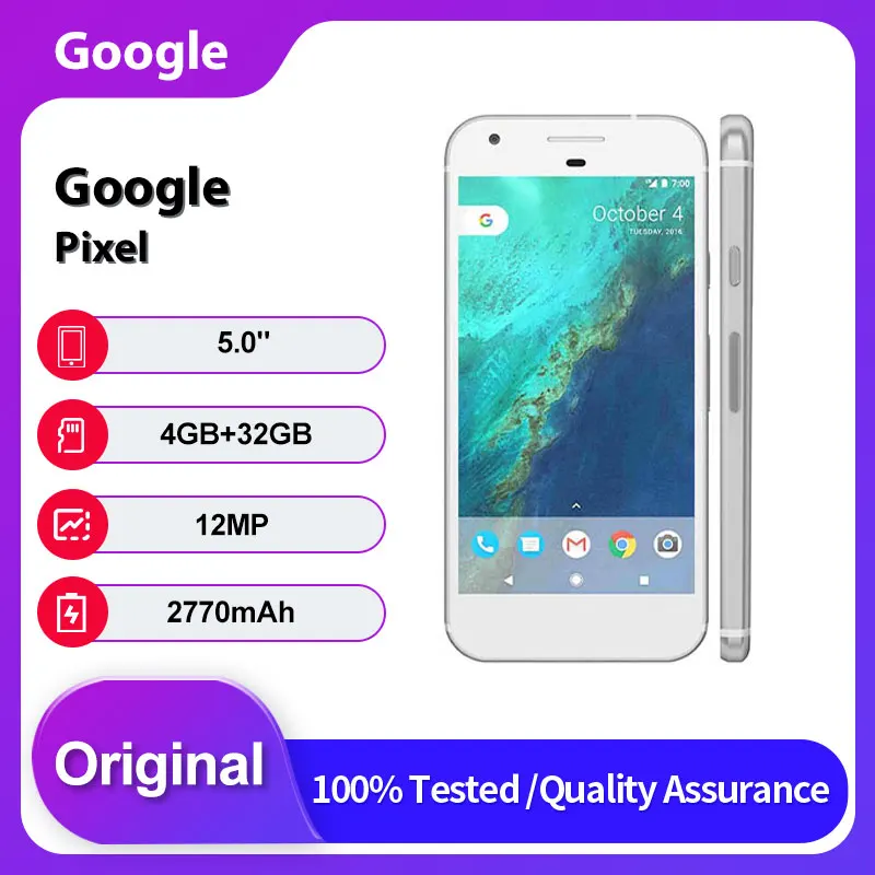 هاتف جوجل بيكسل الأصلي غير مقفول بلوتوث 12 ميجابكسل 32 جيجابايت 4 جيجابايت رام 5.0 بوصة أندرويد 7.1 #1