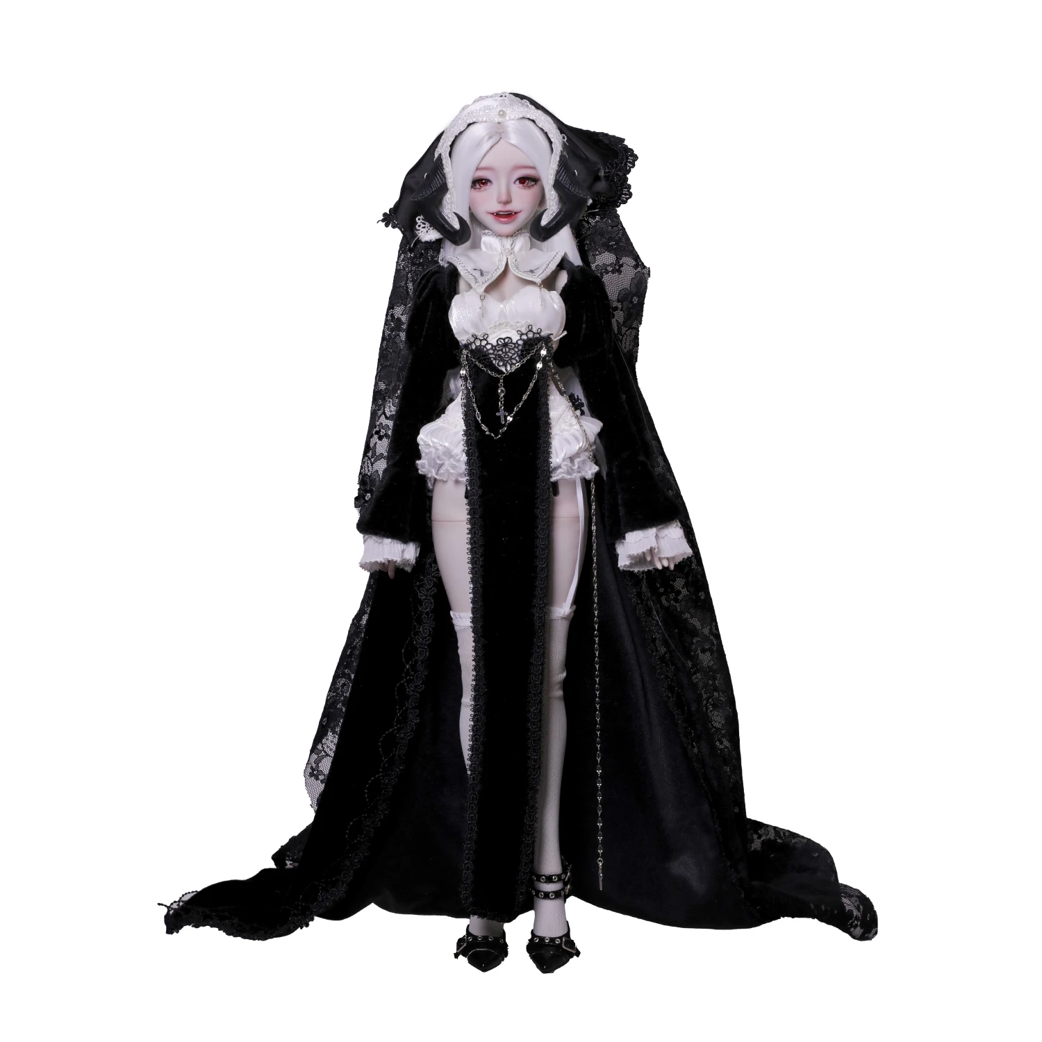 BJD Pop 1/4 Cassandra Fullset C Bariy Grote Borst Lichaam Demon Geit Hoorn Nun Satanisch Kwaad Thema Hars Figuur Shugafairy - afbeelding 2
