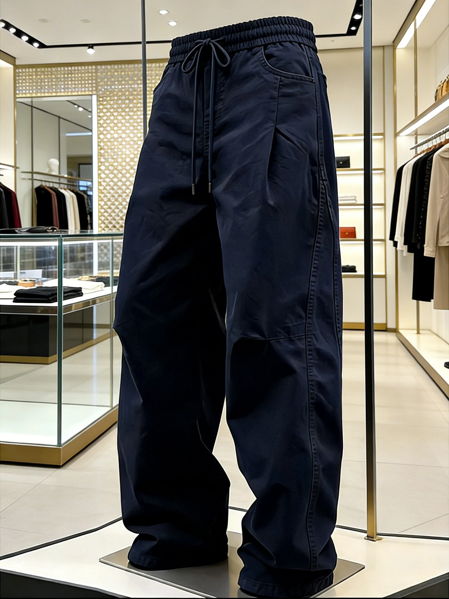 

Loose Men's Casual Wide Leg Pants Spring Autumn Folded Knife Pleat Loose Workwear Trousers Youthful Vitali Sle Straight Leg