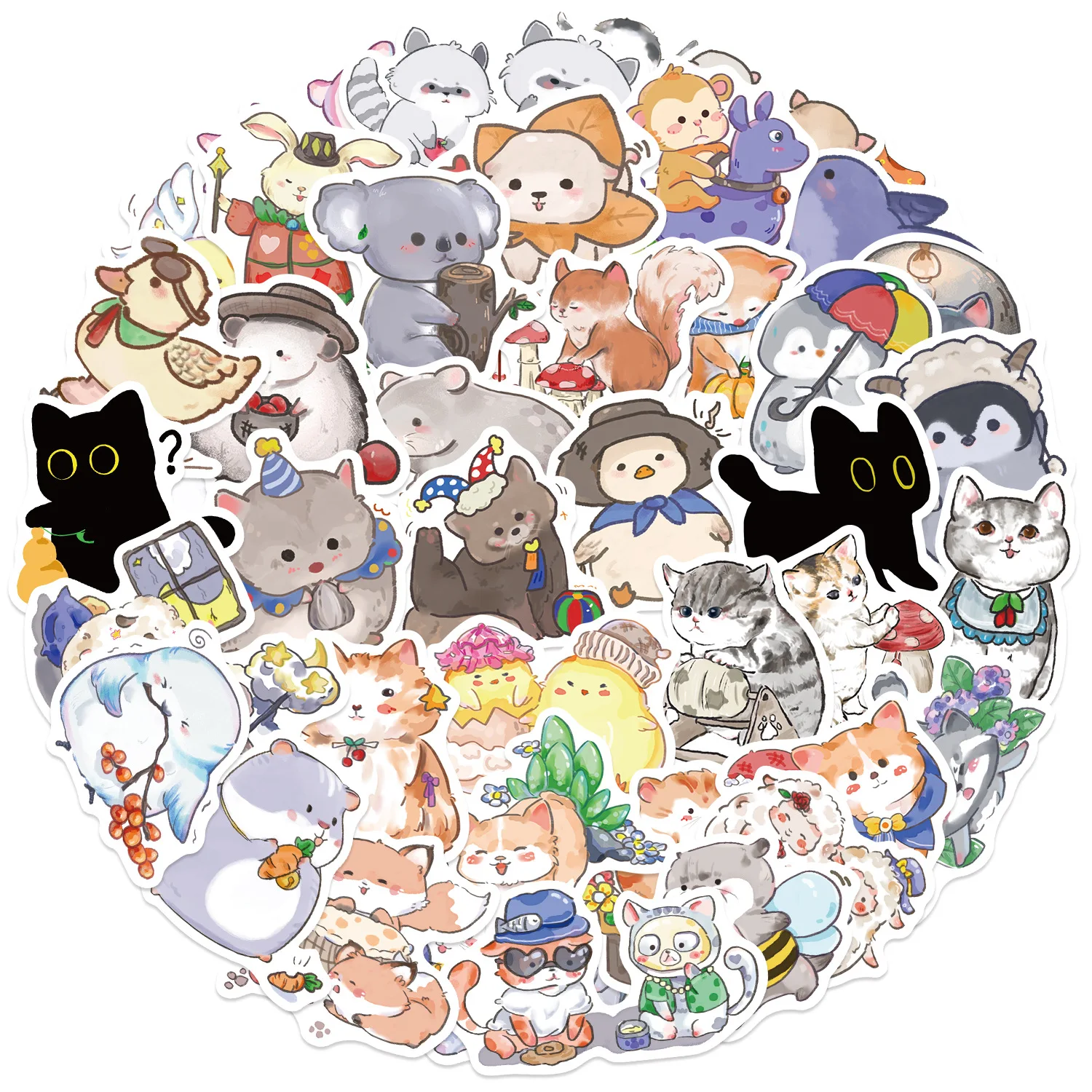 50 pezzi di cartoni animati dipinti a mano adesivi animali Kawaii estetica bagagli chitarra laptop graffiti adesivo decorativo regalo giocattolo ragazza per bambini