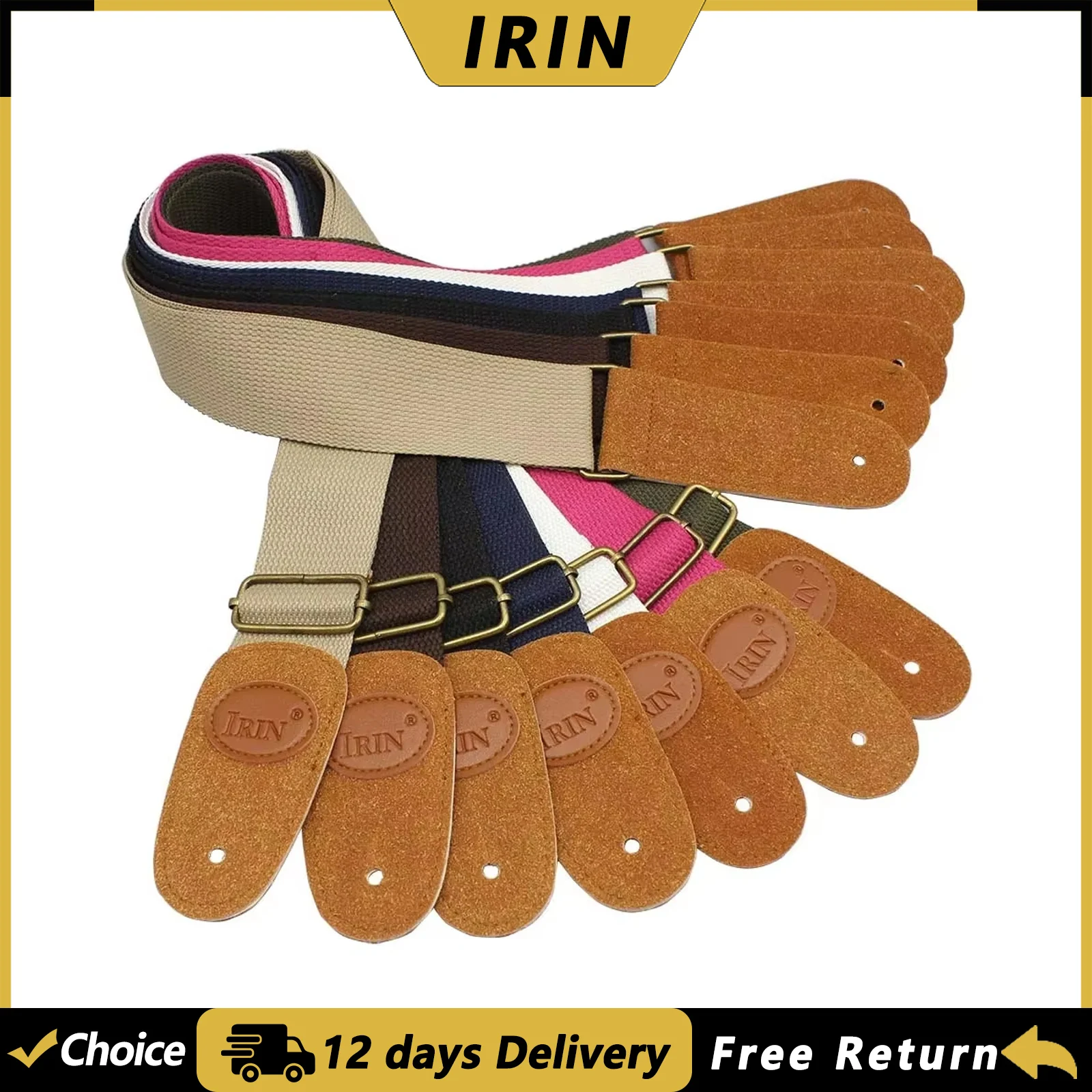 IRIN Guitar Strap Pure Cotton Guitar Belts Adjustable Length Strap Multi-Color Acoustic Electric Guitar Bass Parts & Accessories