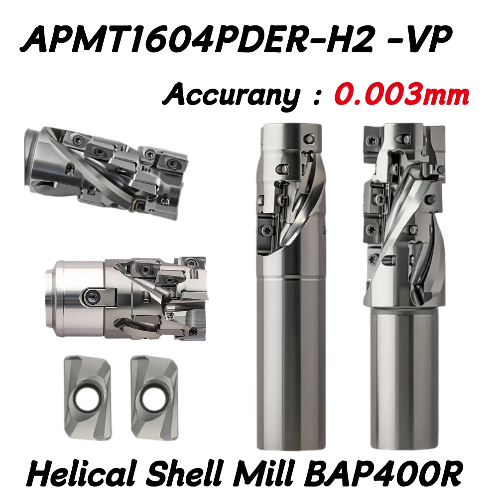 BAP400R Corn Milling Cutter Rod CNC TOOL Side Roughing Cutting Spiral Groove Helical Shell Mill For APMT1604 Carbide Insert