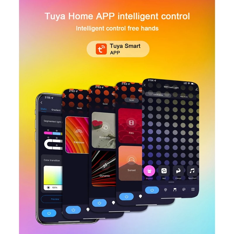 Tuya WIFI Lampu Dinding LED RGB IC Glide Lampu Dinding Penyambungan Lampu Strip LED Sinkronisasi Musik Mendukung Kontrol Aplikasi Kontrol Suara Steker AS