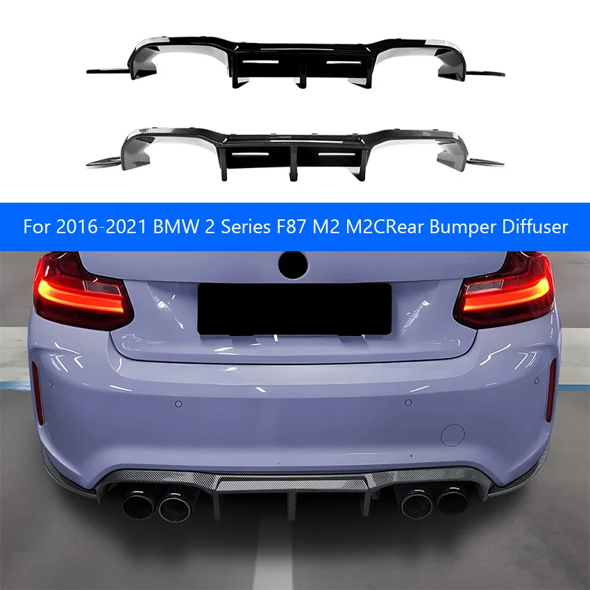 For BMW M2 F87 2016-2021 Car Rear Bumper Diffuser Spoiler Wing Black Carbon Body Kit Exterior Tuning Accessories