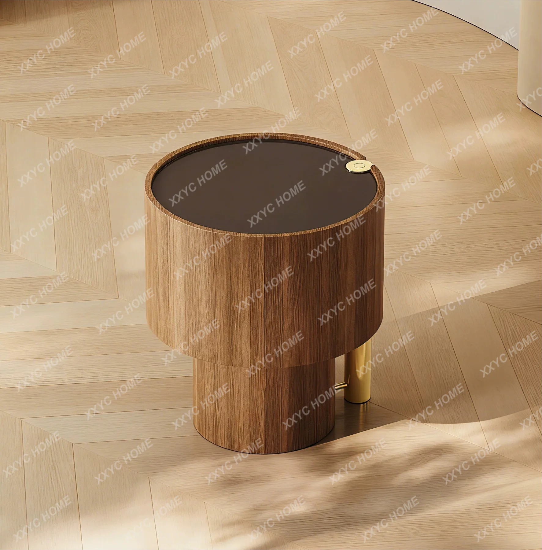 

Minimalist saddle leather adjustable nightstand, light luxury shrinkable designer smart wireless charging