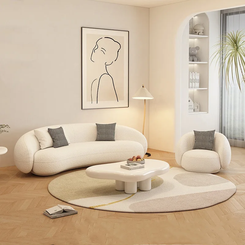Fabric sofa beauty salon receives creative small apartment living room arc clothing store