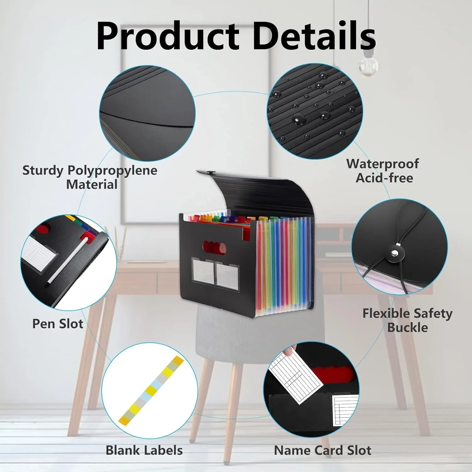 منظم منظم، مجلد ملفات قابل للتوسيع مكون من 12 جيبًا، منظم إيصالات ضريبة الفواتير الورقية الشهري المحمول