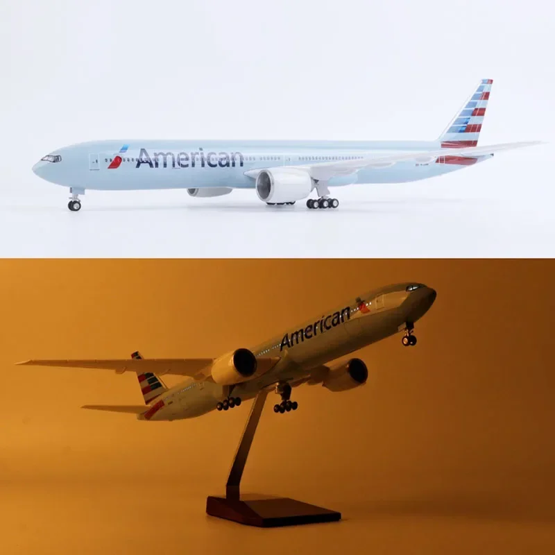 Imagem -05 - Modelo American Air Airlines com Trem de Pouso de Luz e Roda 47cm Escala 157 777 B777 Aviões Plástico Fundido Avião de Resina