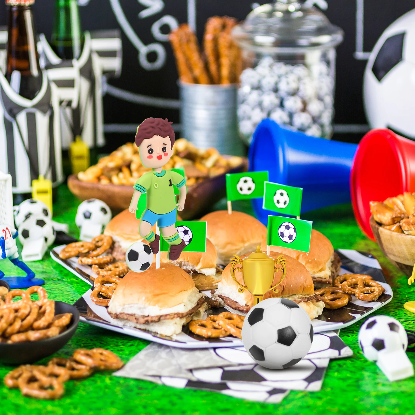 

1 Set Soccer Toppers Football Themed Birthday Decorations For Party Supplies Trophy Cup Decor Desktop Mini Football Trophy