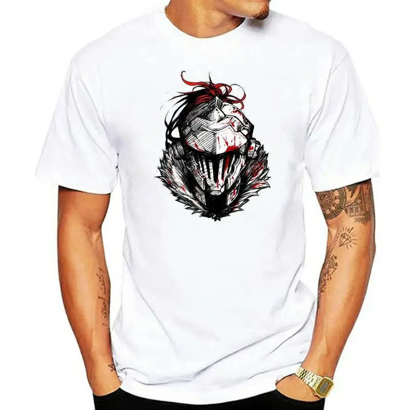 Camiseta de Goblin Slayer para hombre, camisa con estampado artístico de Anime, casco icónico de Manga