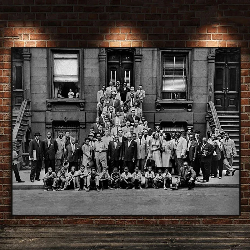 Classic 1958 Photograph 57 Jazz Musicians in Harlem A Great Day Poster Canvas Painting Prints Wall Art Picture Room Home Decor
