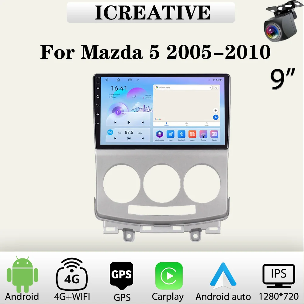 

Car Radio for Mazda 5 2005-2010 Multimedia Player Wireless Carplay 2Din Stereo Autoaudio Android Head Unit 9 Inch Navigation GPS
