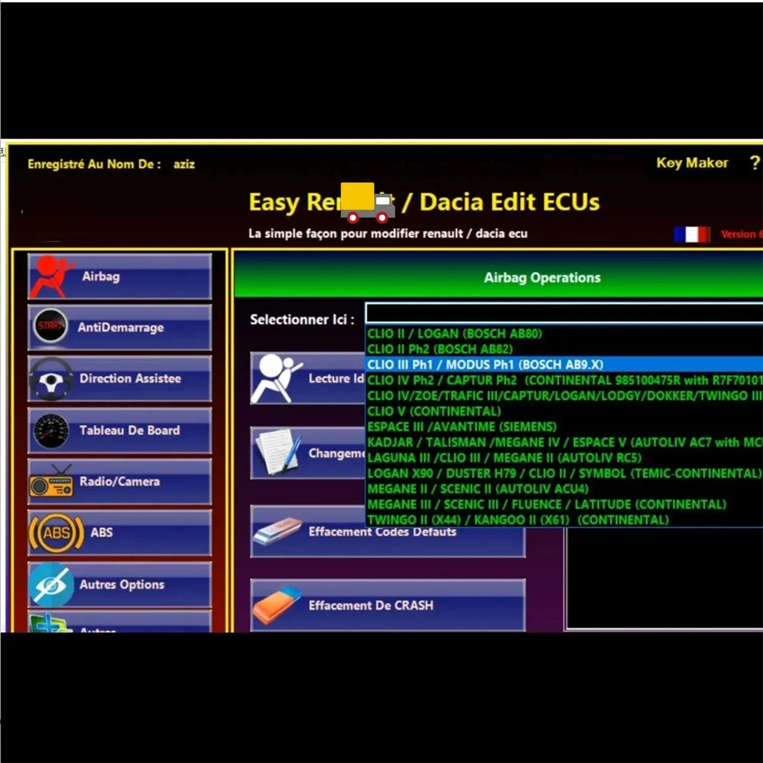 Picture 3: Easy 6.1.4 Key Maker Dacia Edit Ecu for Programmer Clear Crash Airbag Card Keys UCH Cleaner WORK with Renolink