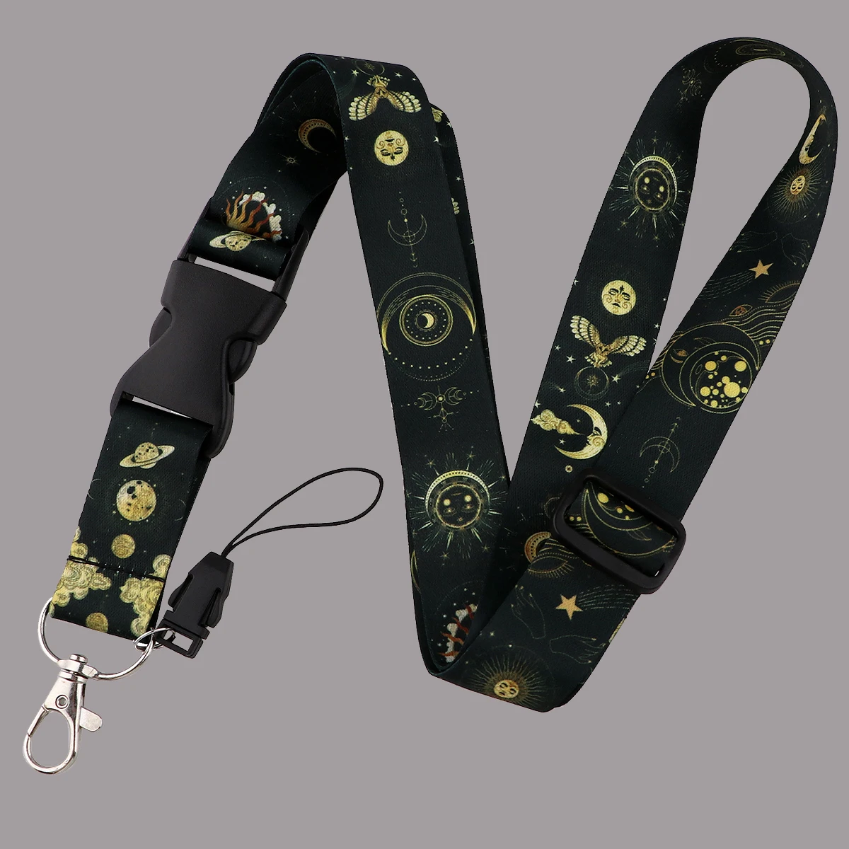 

Sun Moon Neck Strap Lanyard for Key Adjustable Buckle Cell Phone Straps USB Badge Holder DIY Hang Rope Keychain Accessories Gift