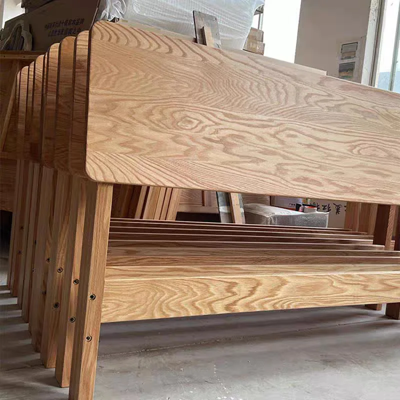 all solid wood 1.8M double bed, simple veneer bed, small apartment single bed 1.5 meters solid wood bed