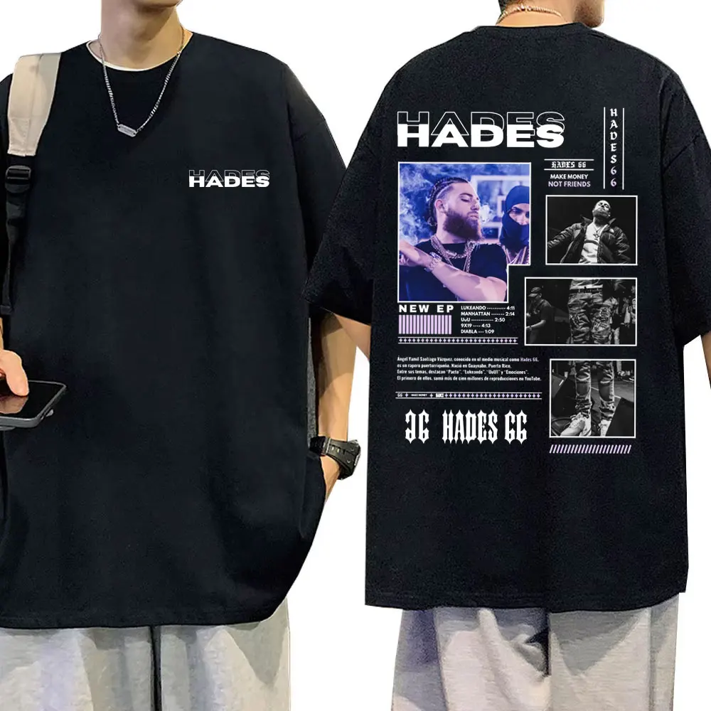 Rapper Hades 66 Make Money Not Friends Double Sided Print Tshirt Men Women Clothing Short Sleeve Men's Hip Hop Oversized T Shirt